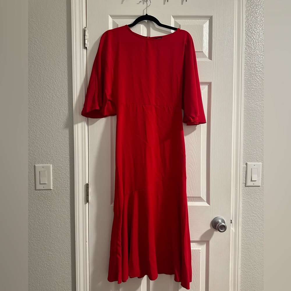 Boohoo long midi red dress